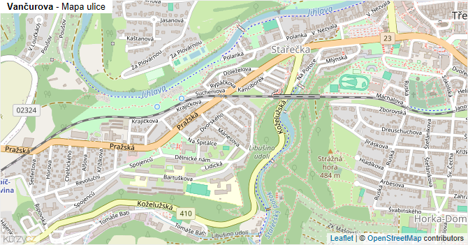 Vančurova - mapa ulice