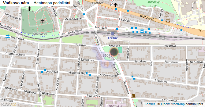 Vaňkovo nám. - mapa podnikání