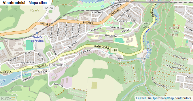 Vinohradská - mapa ulice