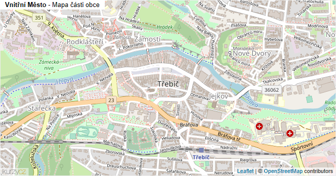 Vnitřní Město - mapa části obce