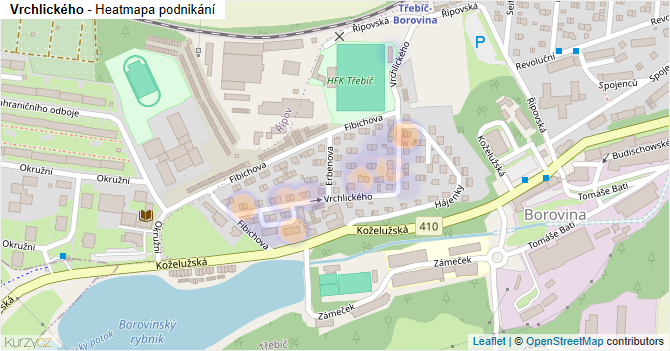 Vrchlického - mapa podnikání