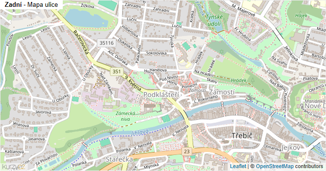Zadní - mapa ulice