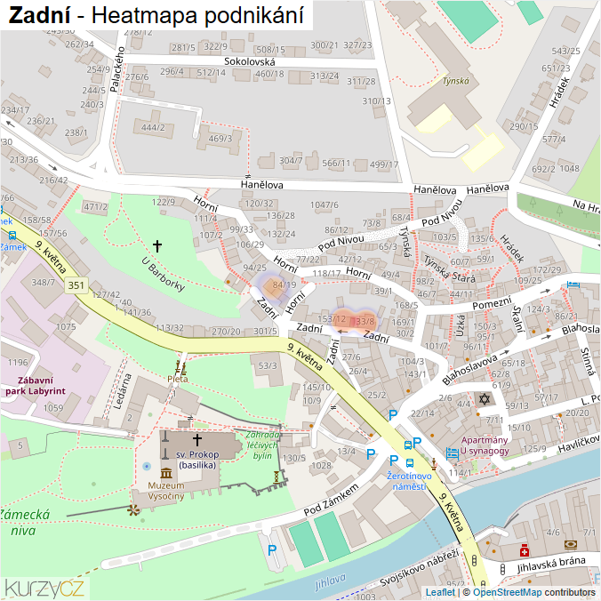 Mapa Zadní - Firmy v ulici.