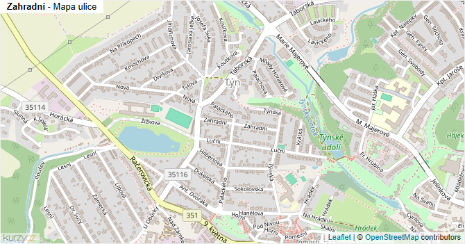 Zahradní - mapa ulice