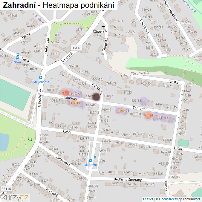 Mapa Zahradní - Firmy v ulici.