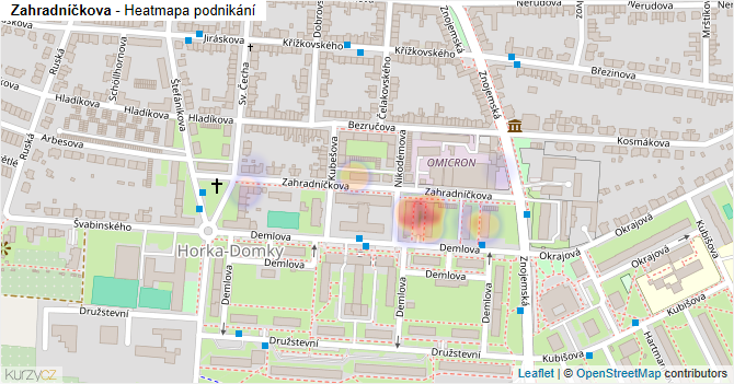 Zahradníčkova - mapa podnikání