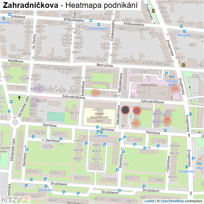 Mapa Zahradníčkova - Firmy v ulici.