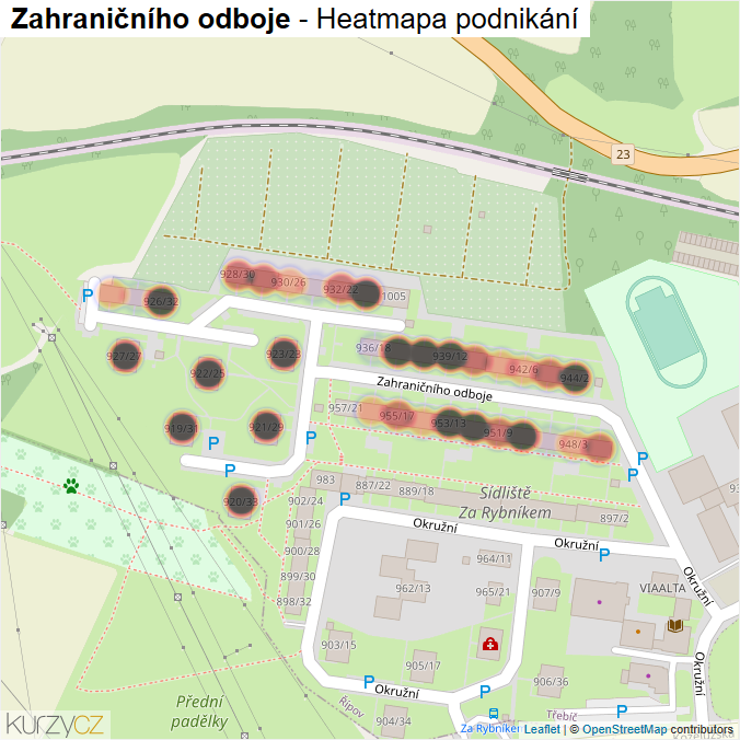 Mapa Zahraničního odboje - Firmy v ulici.