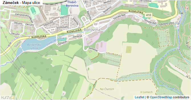 Zámeček - mapa ulice