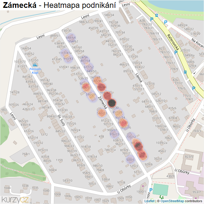 Mapa Zámecká - Firmy v ulici.