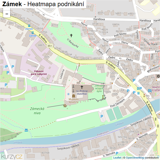 Mapa Zámek - Firmy v ulici.