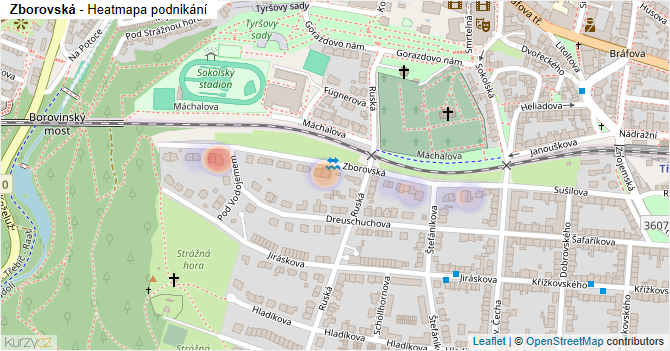 Zborovská - mapa podnikání
