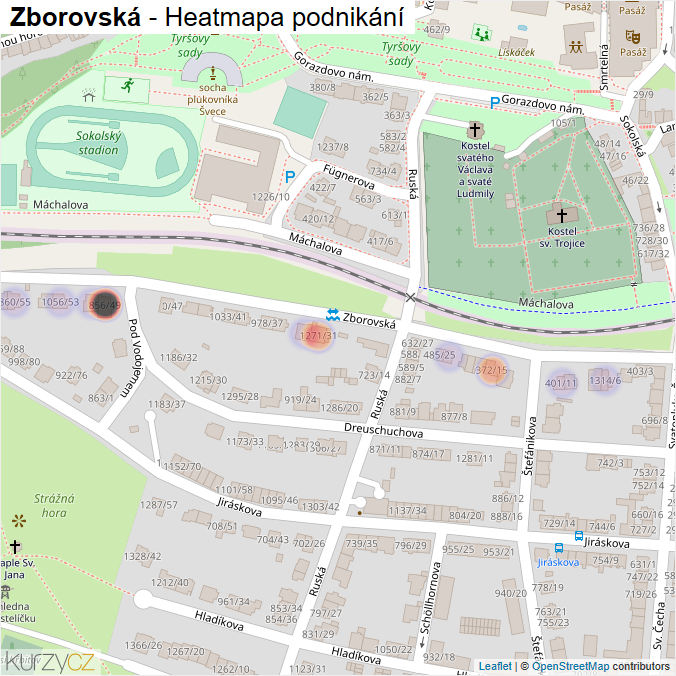 Mapa Zborovská - Firmy v ulici.