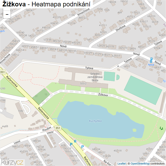 Mapa Žižkova - Firmy v ulici.