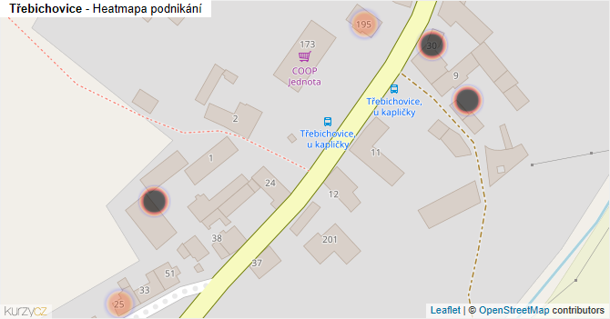 Třebichovice - mapa podnikání