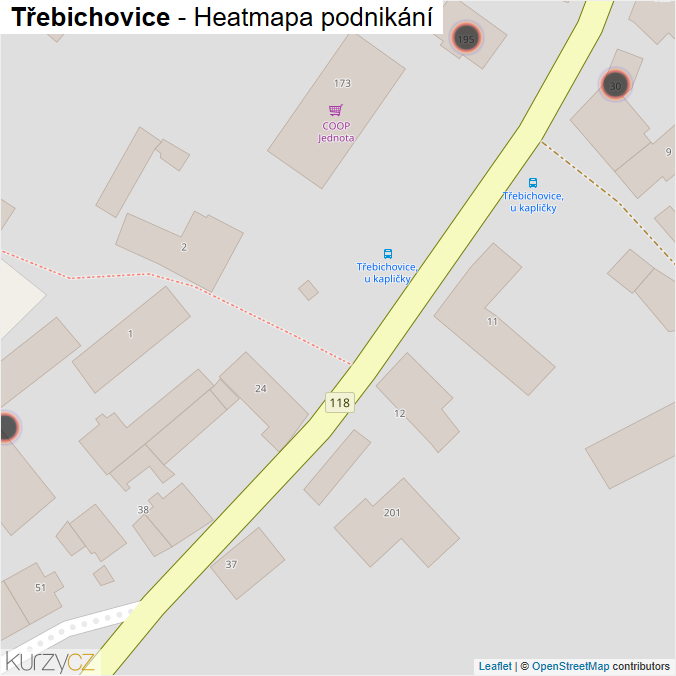 Mapa Třebichovice - Firmy v obci.