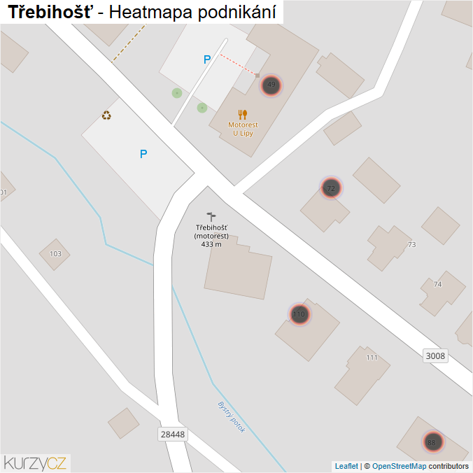 Mapa Třebihošť - Firmy v obci.