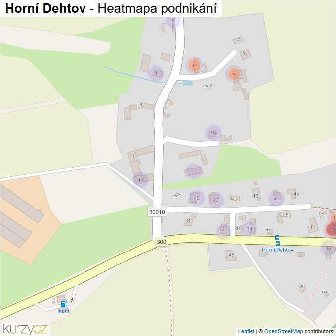 Mapa Horní Dehtov - Firmy v části obce.