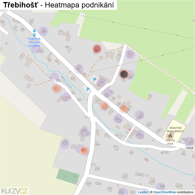 Mapa Třebihošť - Firmy v části obce.