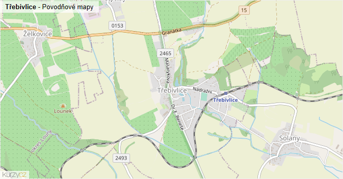 Třebívlice - záplavové mapy stoleté vody