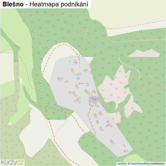 Mapa Blešno - Firmy v části obce.
