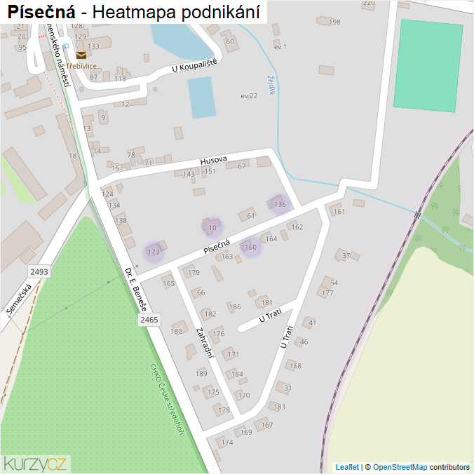 Mapa Písečná - Firmy v ulici.