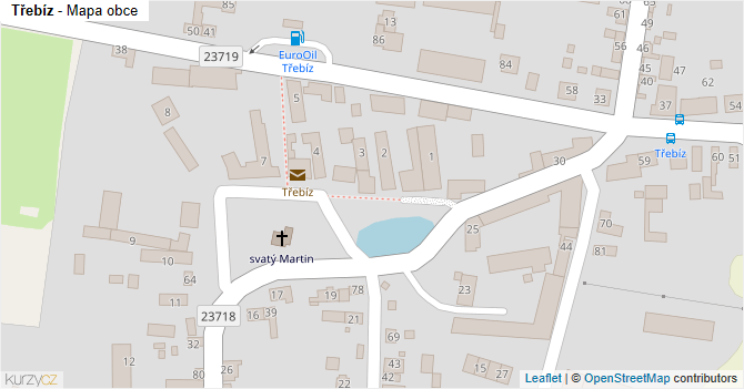 Třebíz - mapa obce