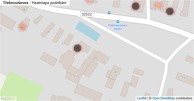 Třebnouševes - mapa podnikání