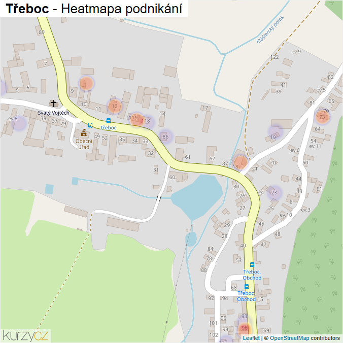 Mapa Třeboc - Firmy v části obce.