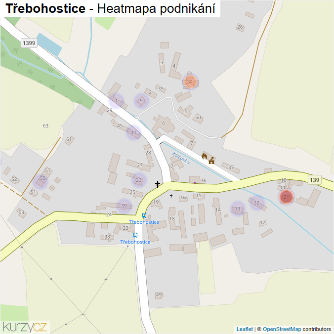 Mapa Třebohostice - Firmy v části obce.
