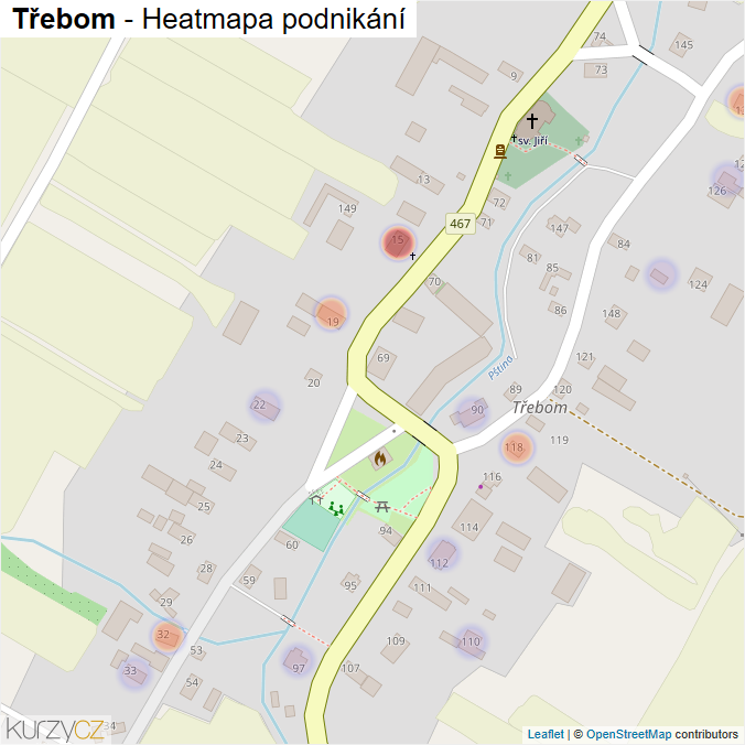 Mapa Třebom - Firmy v části obce.