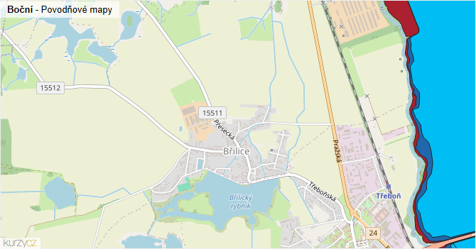 Boční - záplavové mapy stoleté vody