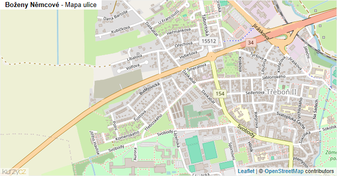 Boženy Němcové - mapa ulice