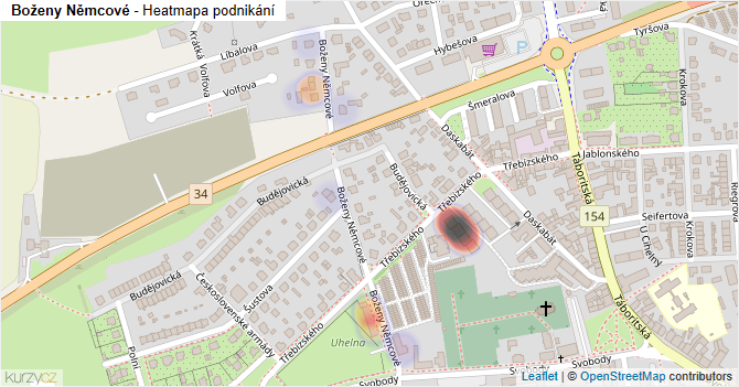 Boženy Němcové - mapa podnikání