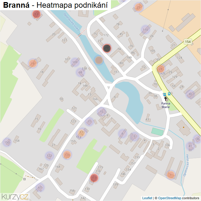 Mapa Branná - Firmy v části obce.