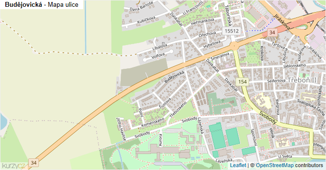 Budějovická - mapa ulice