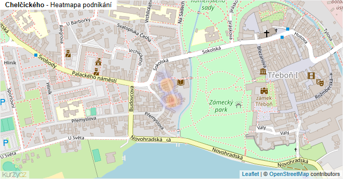 Chelčického - mapa podnikání