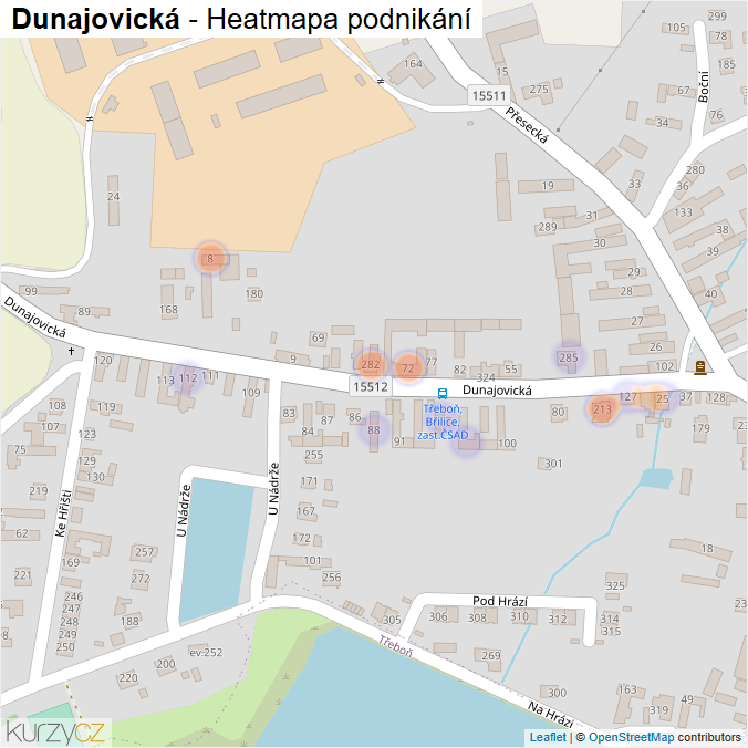 Mapa Dunajovická - Firmy v ulici.