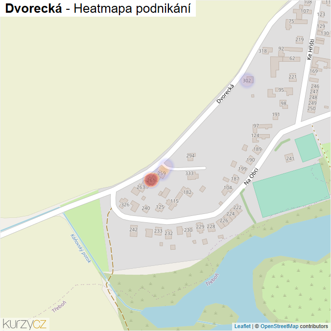 Mapa Dvorecká - Firmy v ulici.