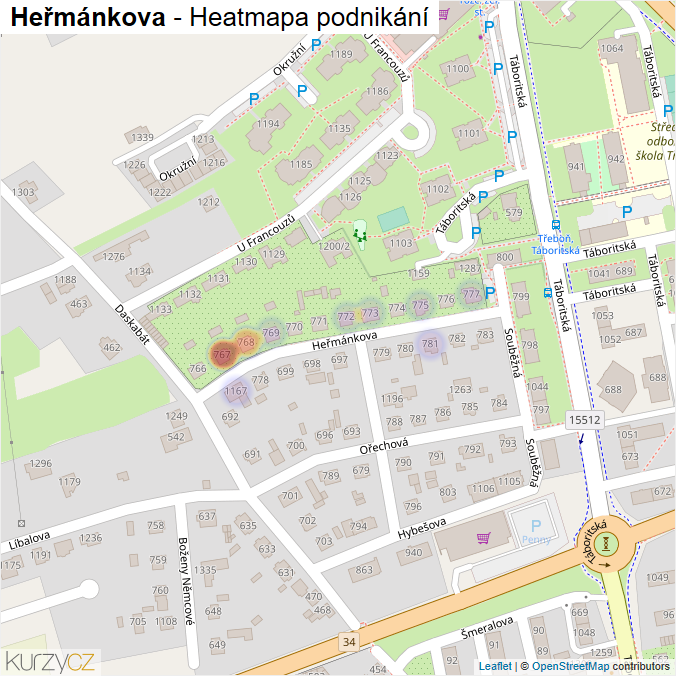 Mapa Heřmánkova - Firmy v ulici.