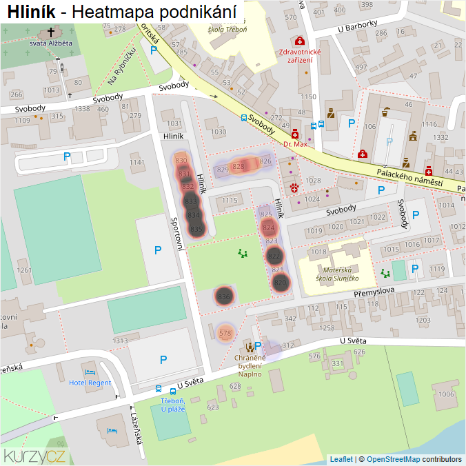 Mapa Hliník - Firmy v ulici.