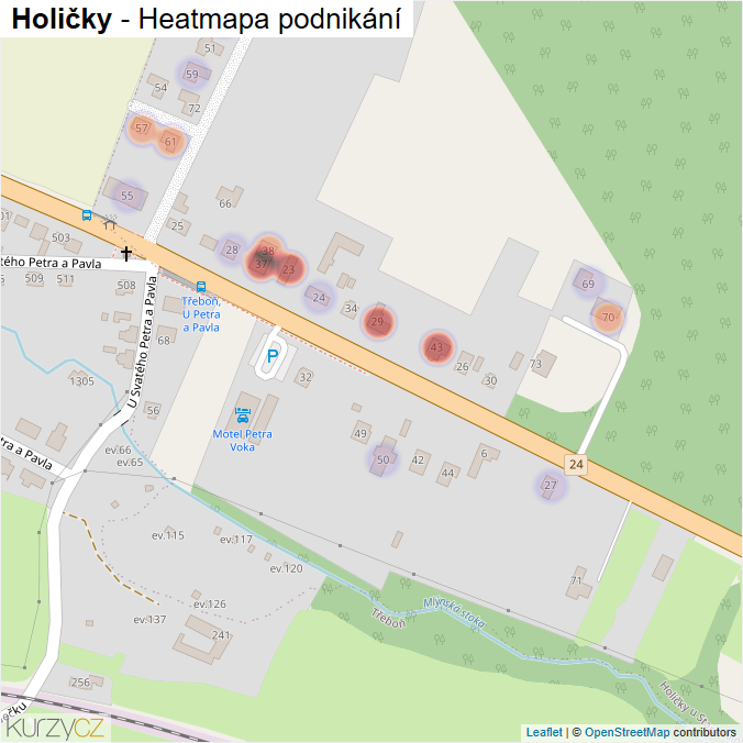 Mapa Holičky - Firmy v části obce.