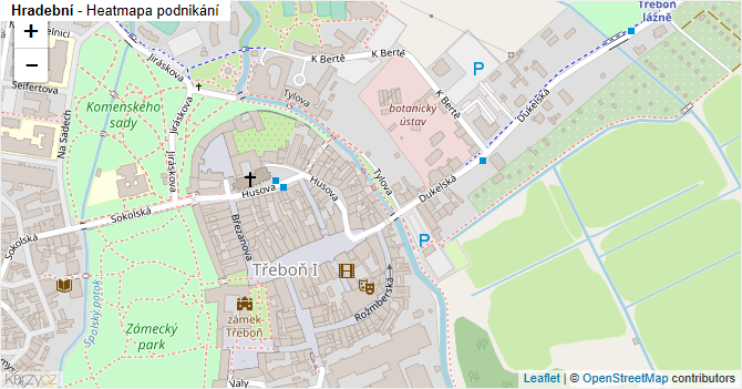 Hradební - mapa podnikání