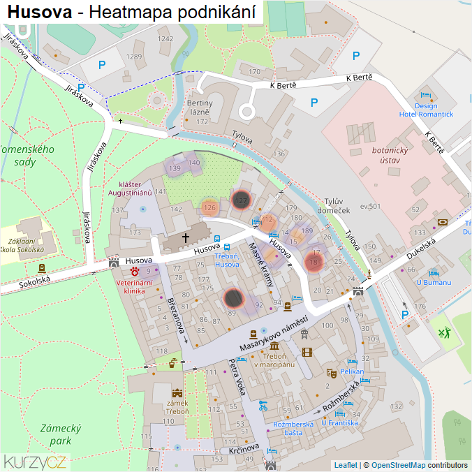 Mapa Husova - Firmy v ulici.