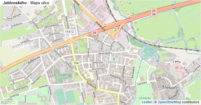 Jablonského - mapa ulice
