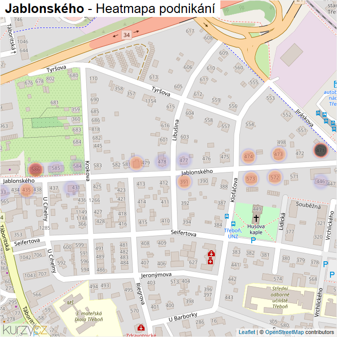 Mapa Jablonského - Firmy v ulici.