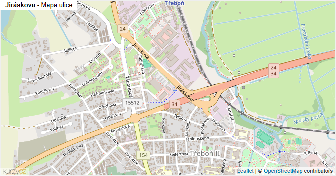 Jiráskova - mapa ulice