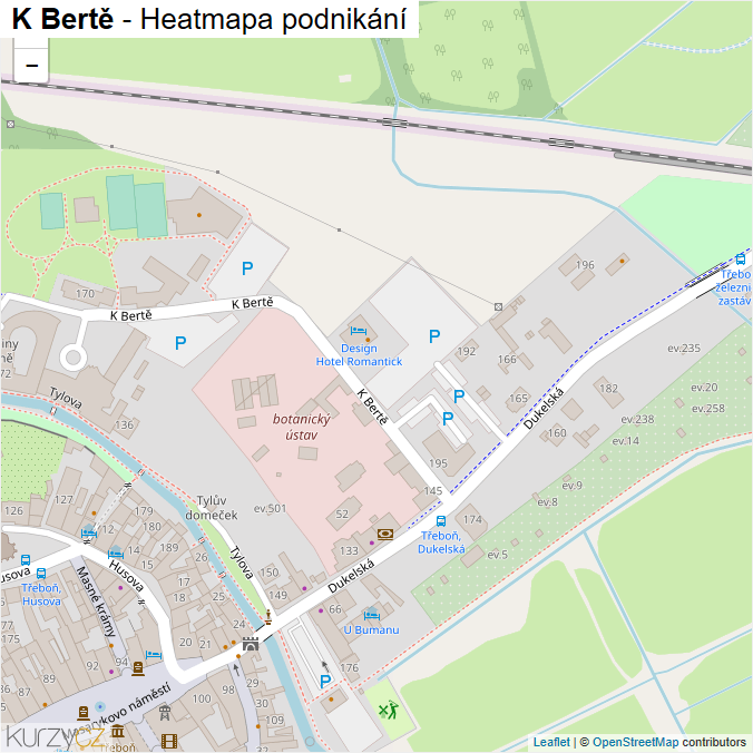 Mapa K Bertě - Firmy v ulici.