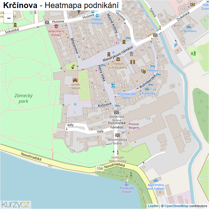 Mapa Krčínova - Firmy v ulici.