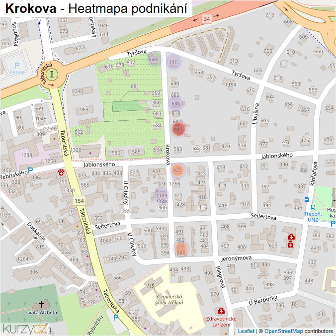 Mapa Krokova - Firmy v ulici.